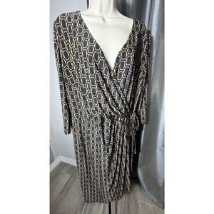 INC International Concepts 1X Geometric Dress Tie Waist Cocktail Length Slinky